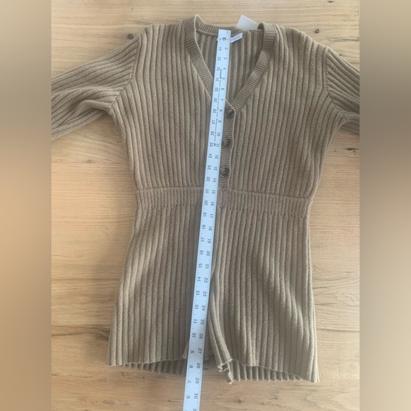 Zara Cable Sweater Shorts Jumpsuit Tan Women’s M NWT - Picture 6 of 12